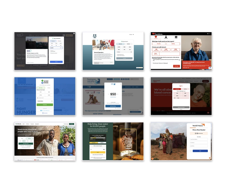 Nine donation experiences in the competitor audit