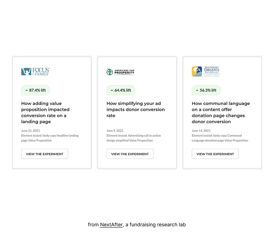 Three NextAfter research experiments