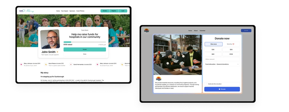 Raisin donation and peer-to-peer fundraising products